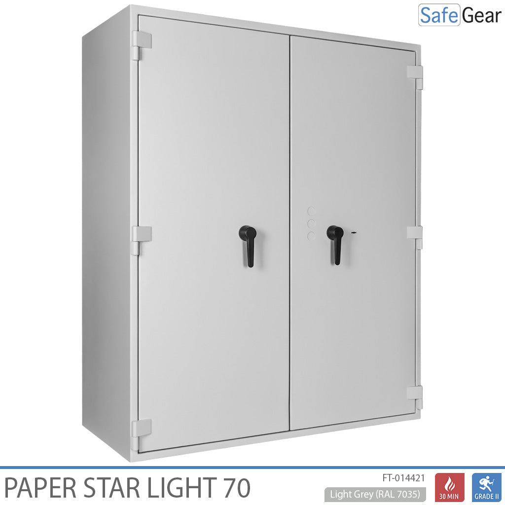 Paper Star Light 70 Trezor na dokumenty – 56 zakladačov – Test odolnosti proti vlámaniu S2 / Test požiarnej odolnosti 30 min