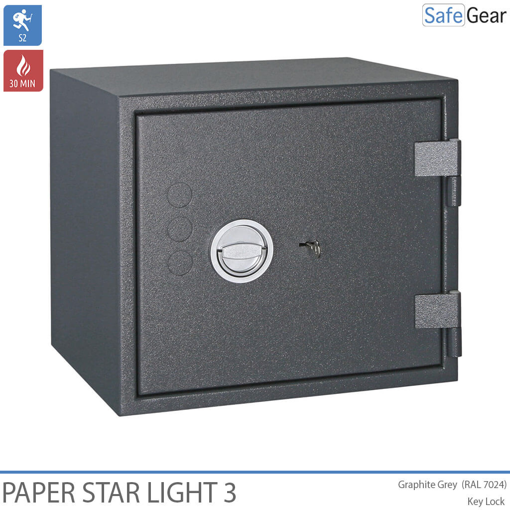 Paper Star Light 3 Trezor na ochranu pred požiarom – 5 zakladačov – Trieda odolnosti proti vlámaniu S2 / odolnosť proti požiaru 30 minút