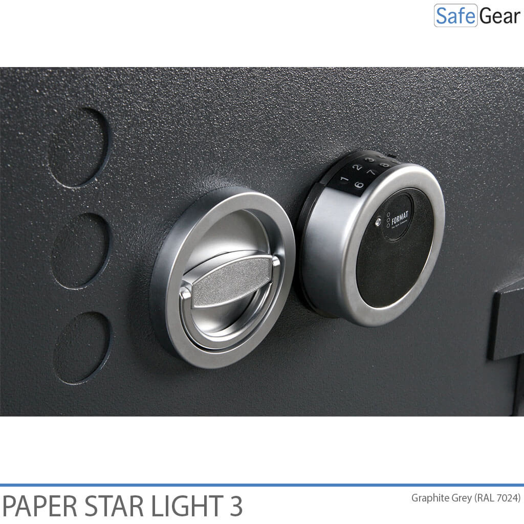 Paper Star Light 3 Trezor na ochranu pred požiarom – 5 zakladačov – Trieda odolnosti proti vlámaniu S2 / odolnosť proti požiaru 30 minút