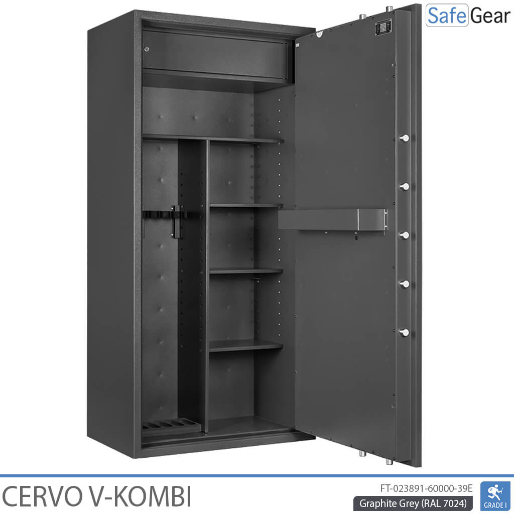 Cervo V Combi – Skriňa na zbrane – (7 pušiek) – Test odolnosti proti vlámaniu Trieda 1
