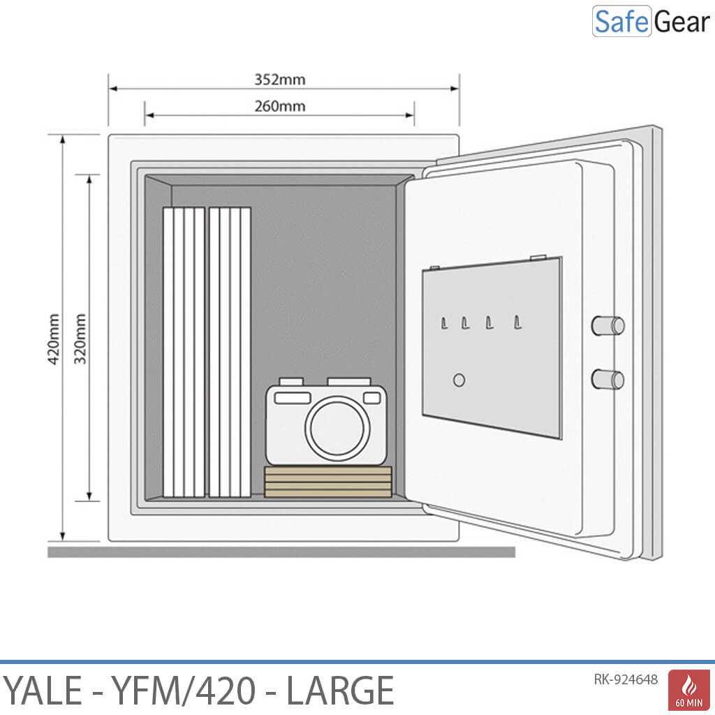 Veľké trezory Yale YFM420 ohňovzdorné (25 L) – Požiarna Ochrana 60 minút