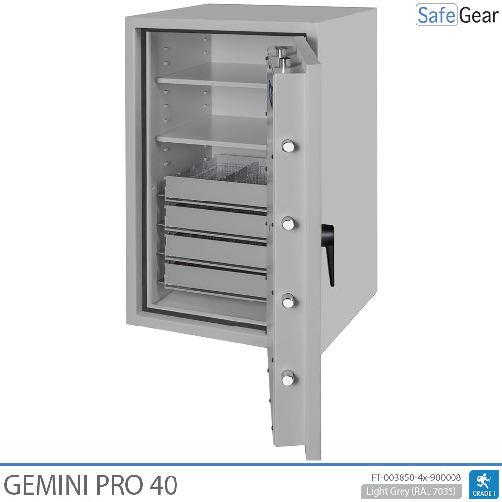 Gemini Pro 40 Trezor pre lekáreň (180 litrov) – 4 zásuvky – 2 police – Test odolnosti proti vlámaniu Trieda I – Kľúčový zámok