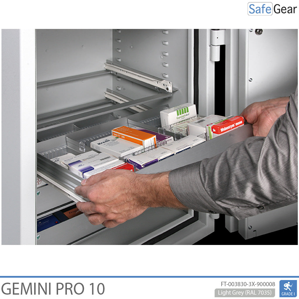 Gemini Pro 10 – Trezor pre lekáreň (103 litrov) – 3 zásuvky – Test odolnosti proti vlámaniu Trieda I