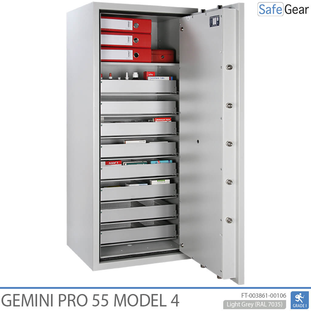 Gemini Pro 55 – Trezor pre lekáreň (292 litrov) – 7 zásuviek – 1 polica – Test odolnosti proti vlámaniu Trieda 1