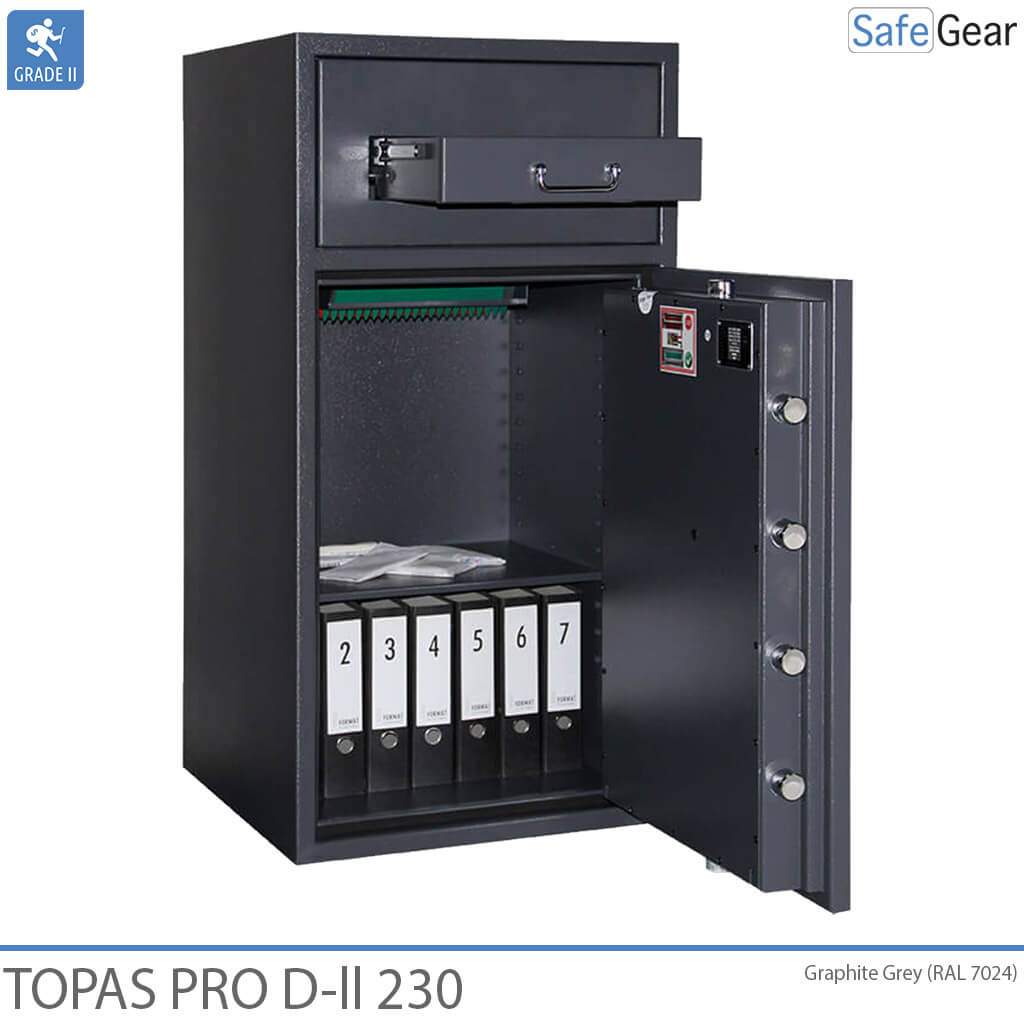 Topas Pro D-II 315 Vhadzovací Trezor (311 L) – Skúška odolnosti proti vlámaniu D-II – Kódový Zámok s 9 používateľskými kódmi